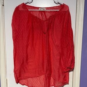 Umgee Vibrant Red Sheer Blouse